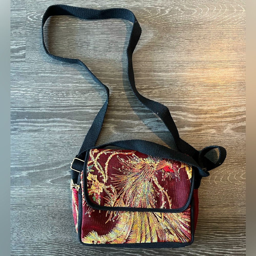 Tapestry Shoulder Bag | Mulitcolor with Black Straps